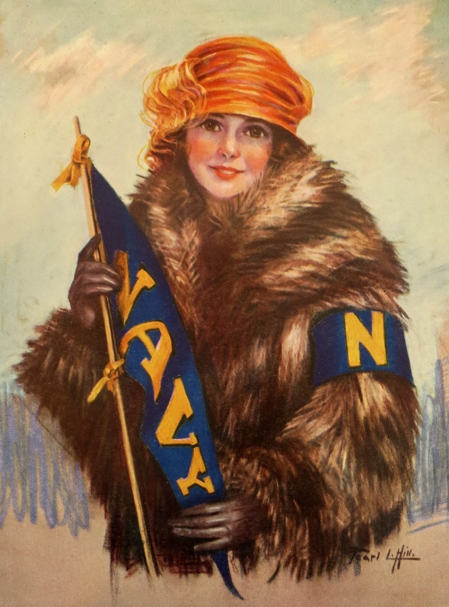 1920S PRETTY NAVY SPORTS ENTHUSIAST BY PEARL L. HILL PRINT