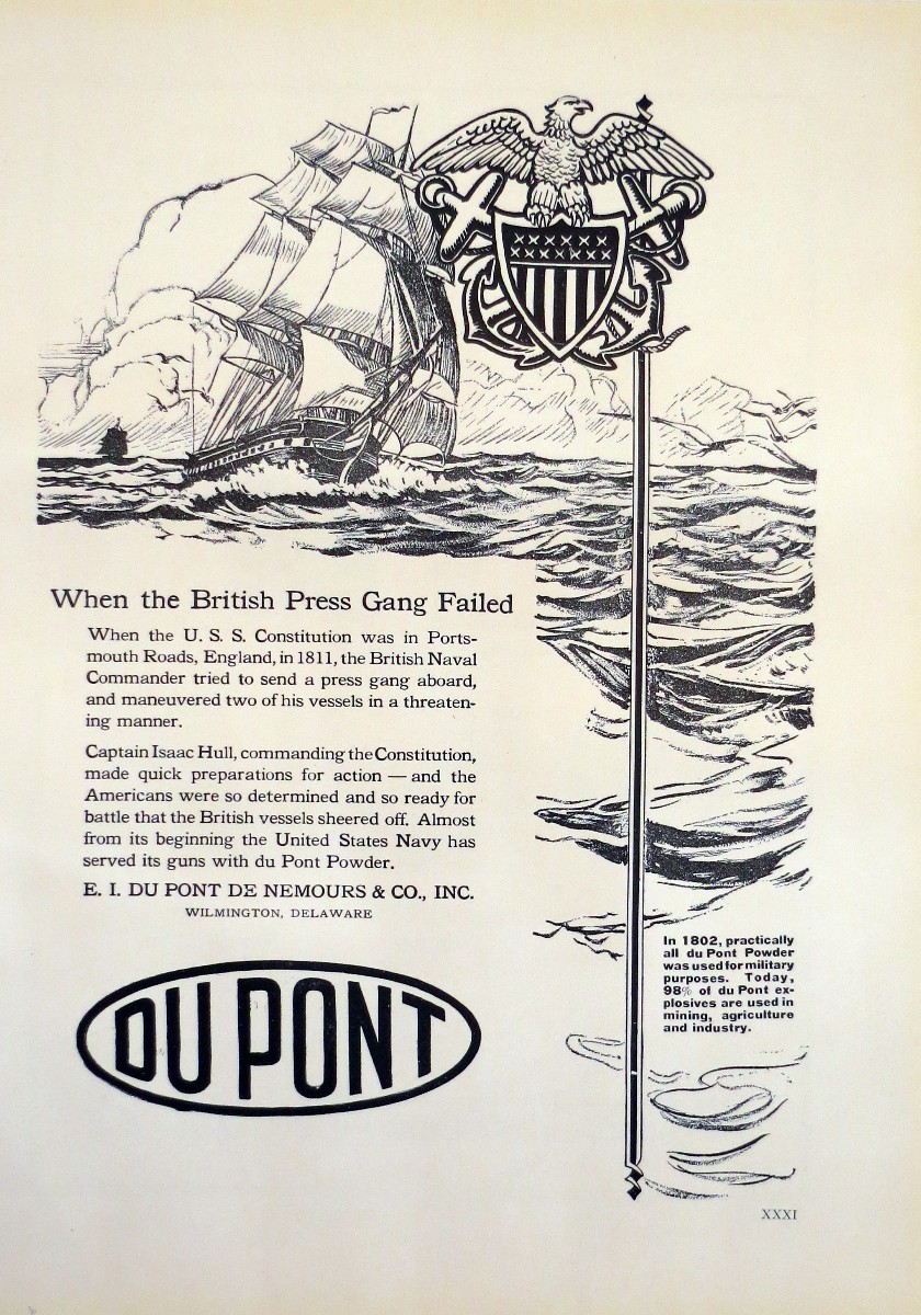 1920S DUPONT DU PONT DE NEMOURS & CO AD WITH US NAVY EMBLEM