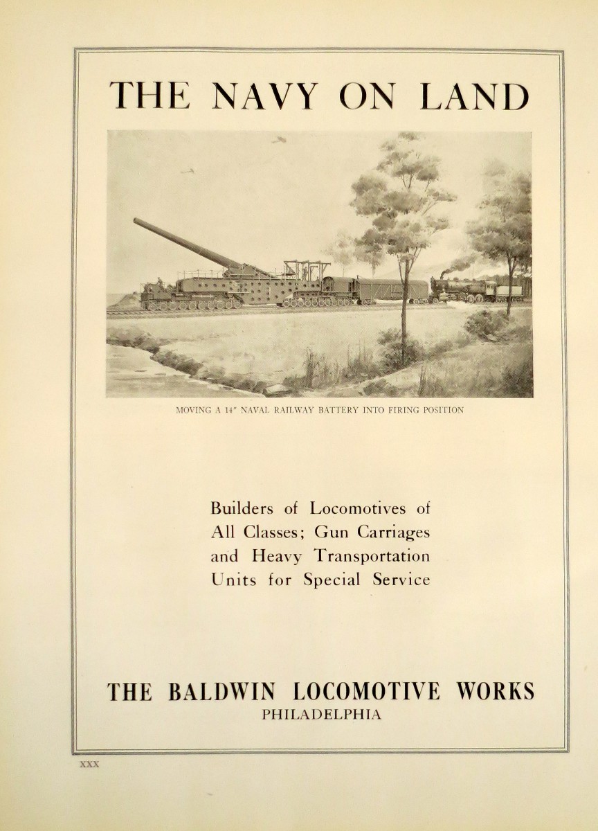 1920S BALDWIN LOCOMOTIVE WORKS THE NAVY ON LAND AD