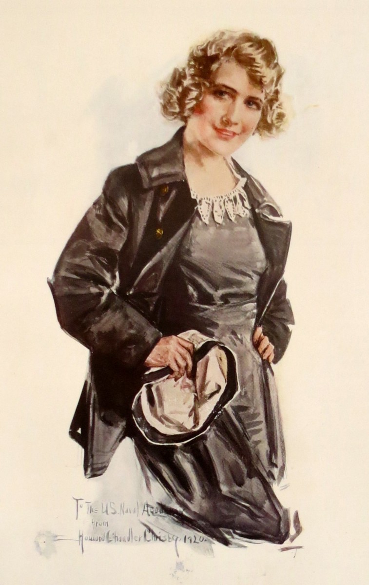 RARE 1920S HOWARD CHANDLER CHRISTY NAVY GIRL PRINT