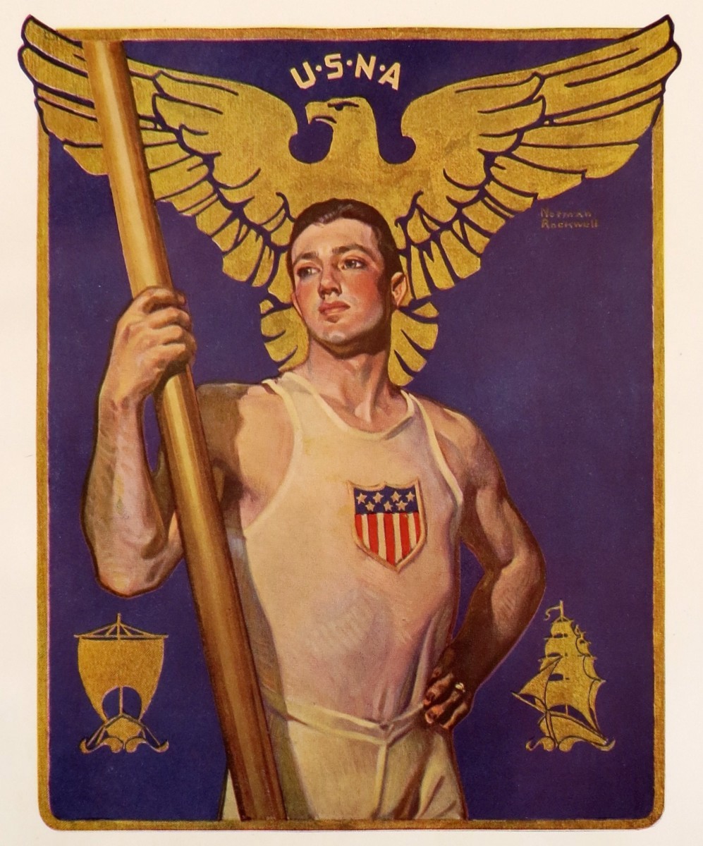 RARE 1920S NORMAN ROCKWELL NAVY USNA OARSMAN PRINT