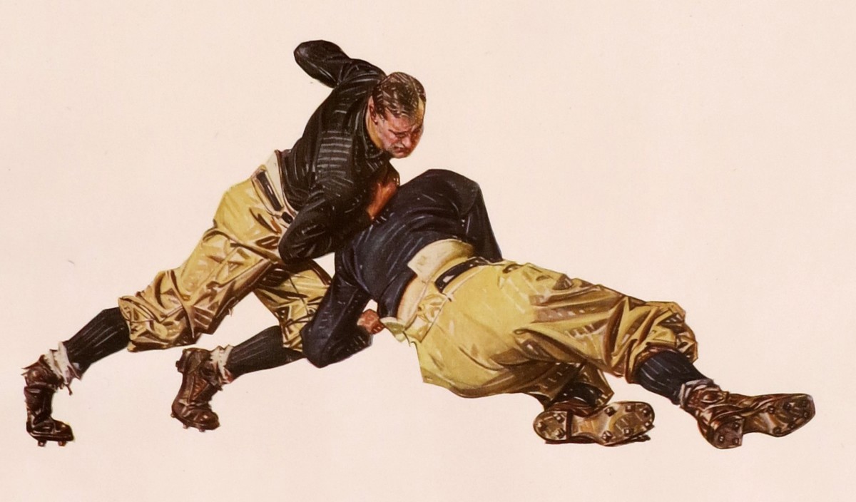 RARE 1920S J.C. LEYENDECKER USNA FOOTBALL PLAYERS PRINT