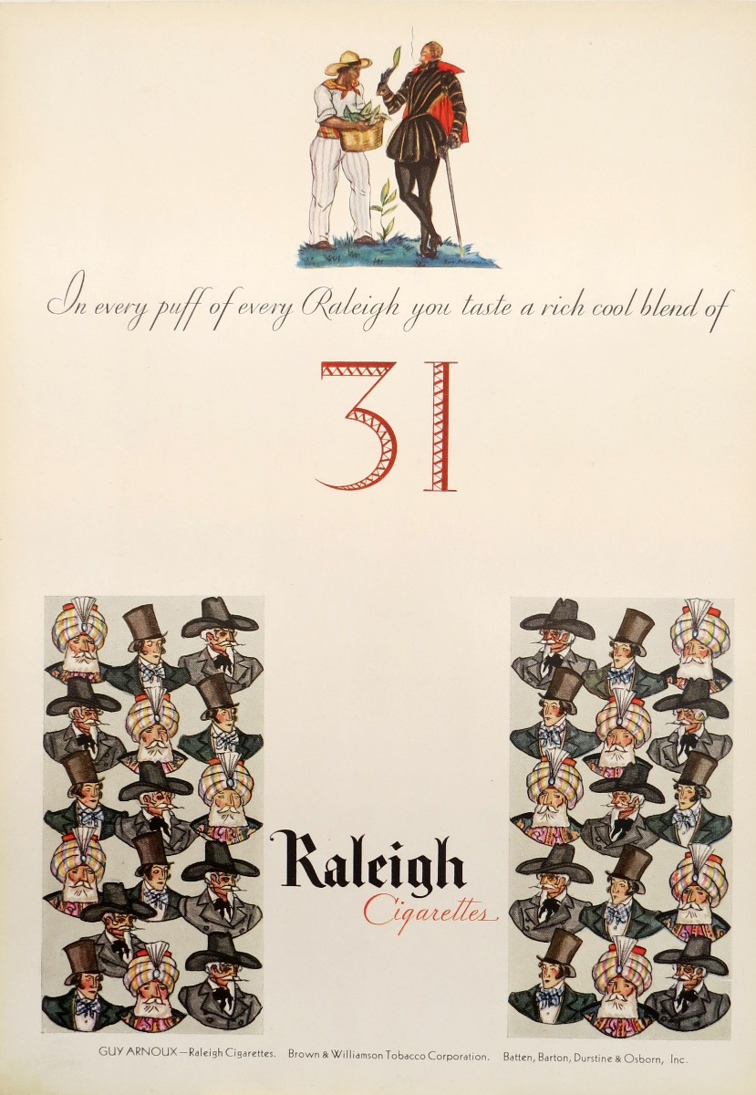 1930 RALEIGH CIGARETTES AD BY GUY ARNOUX