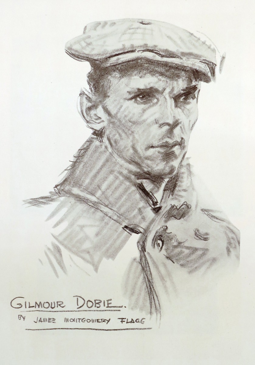 ANTIQUE 1920S COACH GIL GILMOUR DOBIE PRINT BY JAMES MONTGOMERY FLAGG