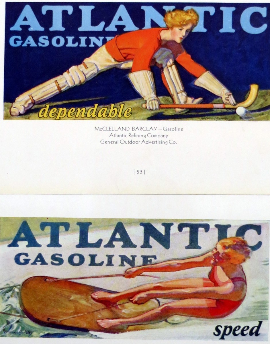 1930 ATLANTIC GASOLINE HOCKEY & WAKESURFING PRINTS BY MCCLELLAND BARCLAY