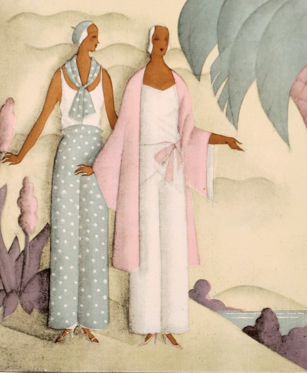 1930 ART DECO FRANKLIN SIMON & CO WOMEN'S APPAREL AD PRINT BY CATHARINE MELLEN
