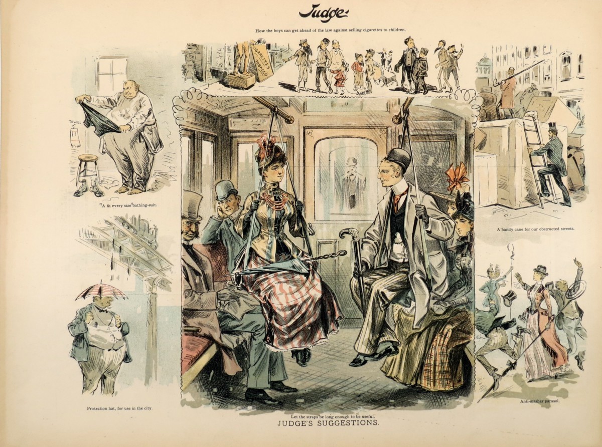 1892 DAILY CONVENIENCES, OR NOTJUDGE COMIC LITHOGRAPH PRINT