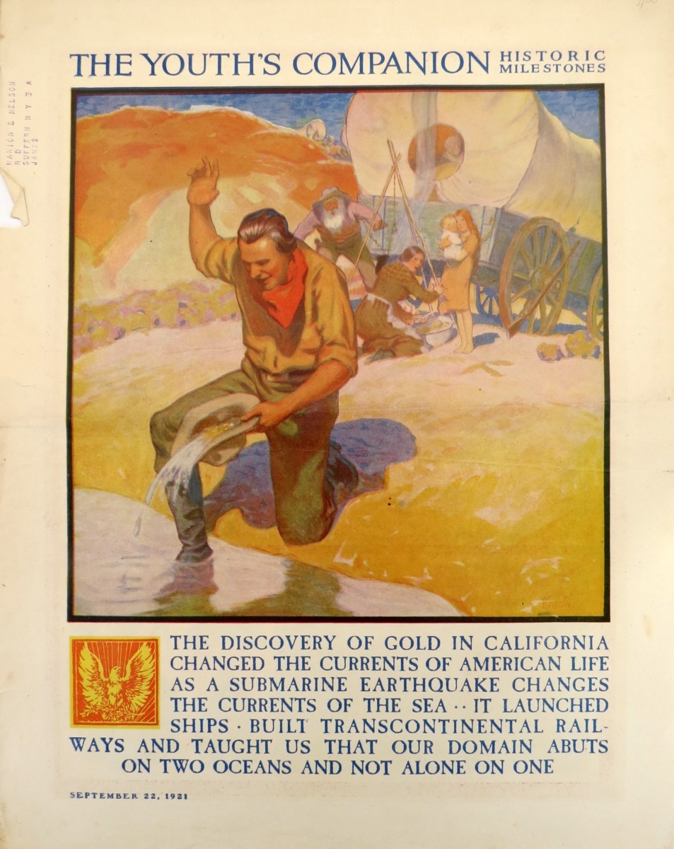 SEPTEMBER 22, 1921 DISCOVERY OF GOLD IN CALIFORNIA ORIGINAL YOUTH'S COMPANION MAGAZINE COVER