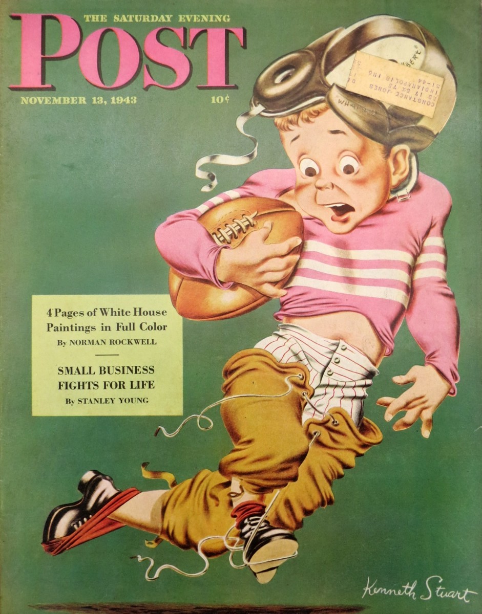 SATURDAY EVENING POST KENNETH STUART LOSING GROUND ORIGINAL NOVEMBER 13, 1943 MAGAZINE COVER