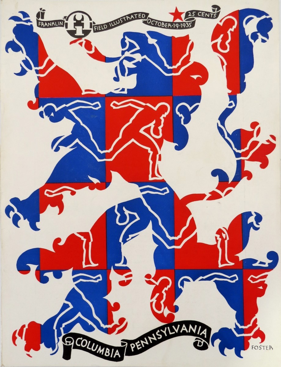 OCTOBER 19, 1935 COLUMBIA PENNSYLVANIA FRANKLIN FIELD ILLUSTRATED FOOTBALL PROGRAM COVER BY ROBERT FOSTER