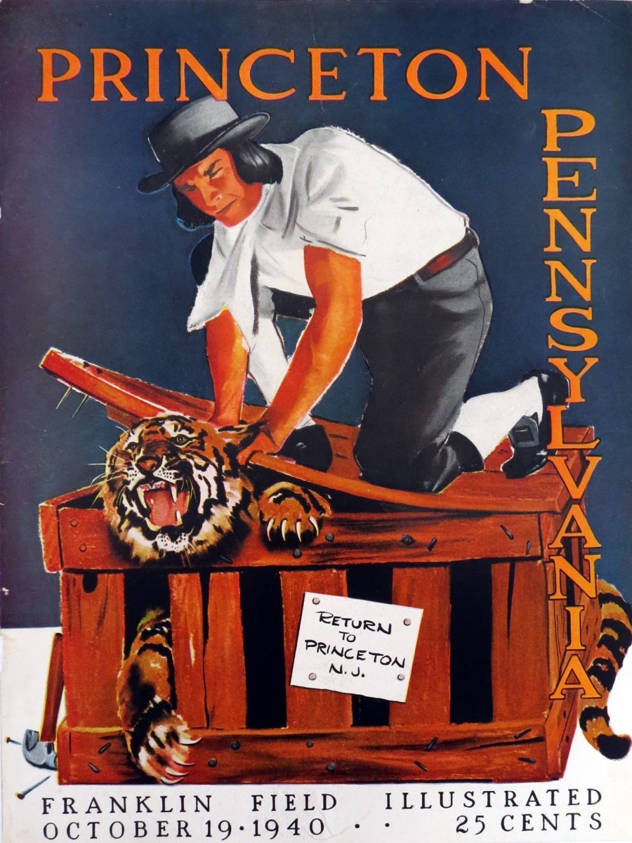 OCTOBER 19, 1940 PRINCETON PENNSYLVANIA RETURN OF THE CUCKOLD FRANKLIN FIELD ILLUSTRATED FOOTBALL PROGRAM COVER