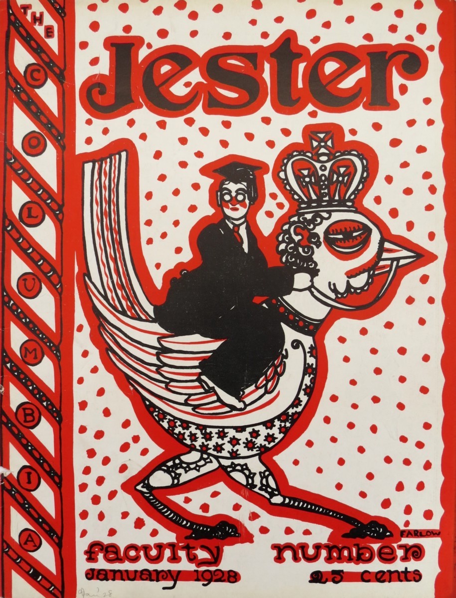 JANUARY 1928 COLUMBIA UNIVERSITY JESTER MAGAZINE COVER BY HARLOW