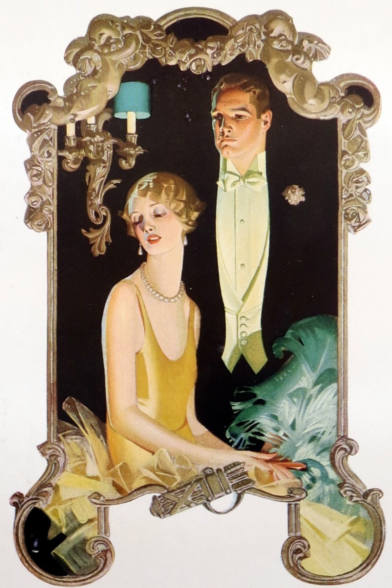 RARE VINTAGE 1930 J.C. LEYENDECKER ARROW COLLAR PRINT GREAT GATSBY COUPLE FLAPPER GIRL GENTLEMAN