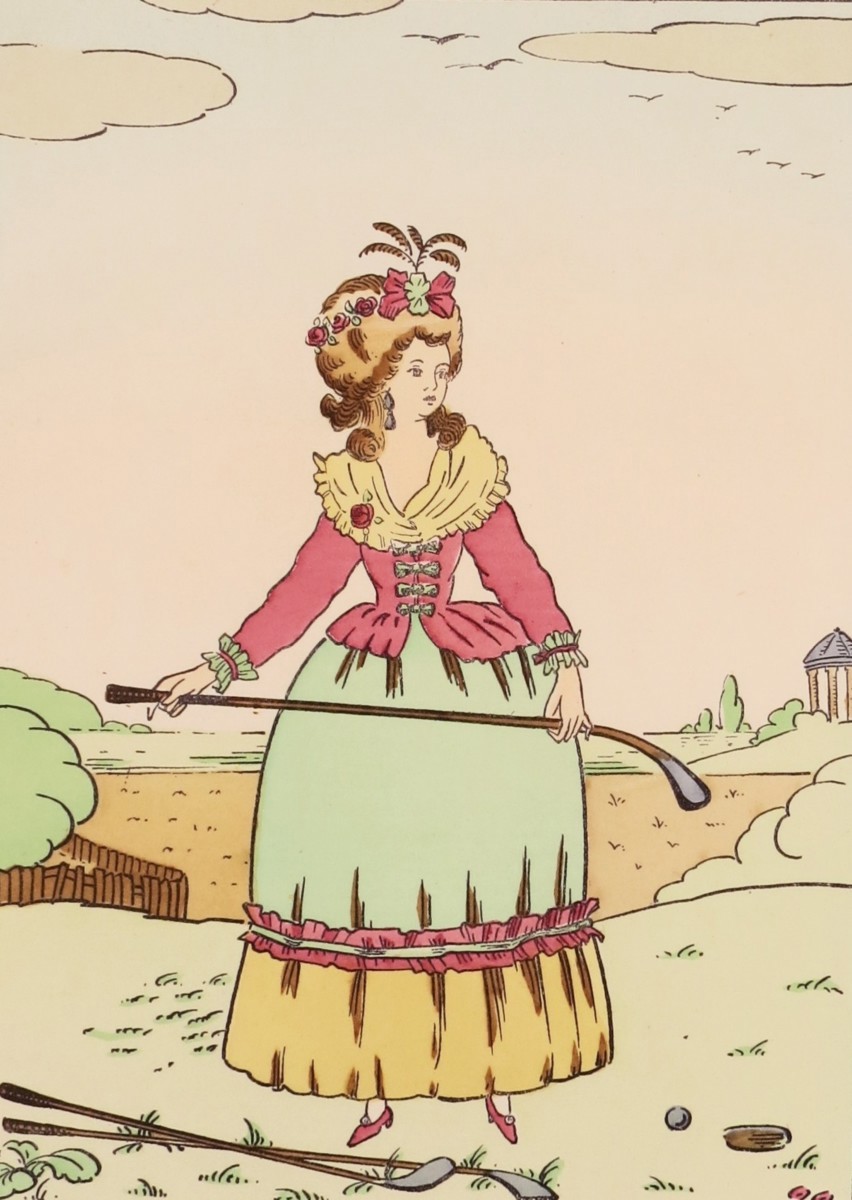 C. 1915 MARQUIS M VICTORIAN WOMAN PLAYING GOLF 1780 PRINT