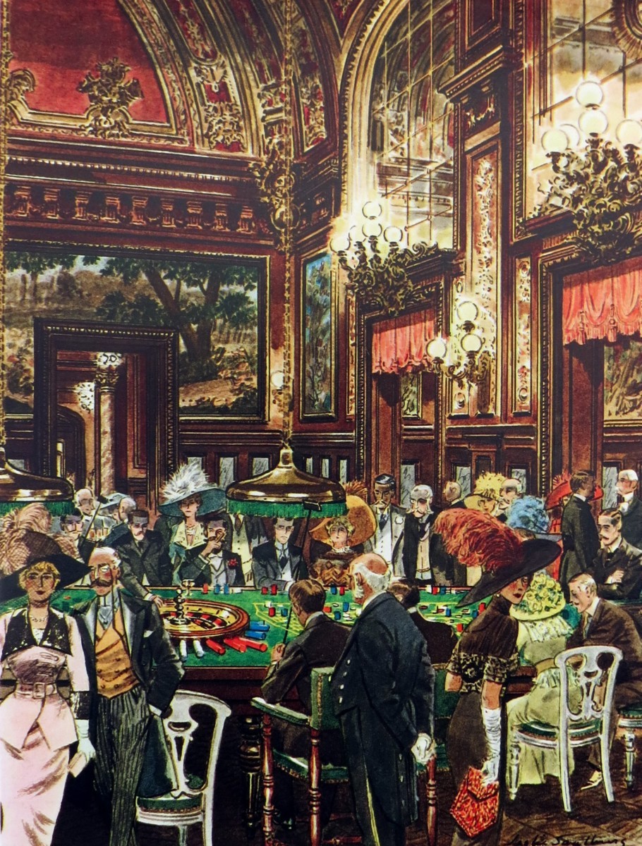 1958 ROULETTE AT MONTE CARLO CASINO GAMBLING BY LESLIE SAALBURG PRINT