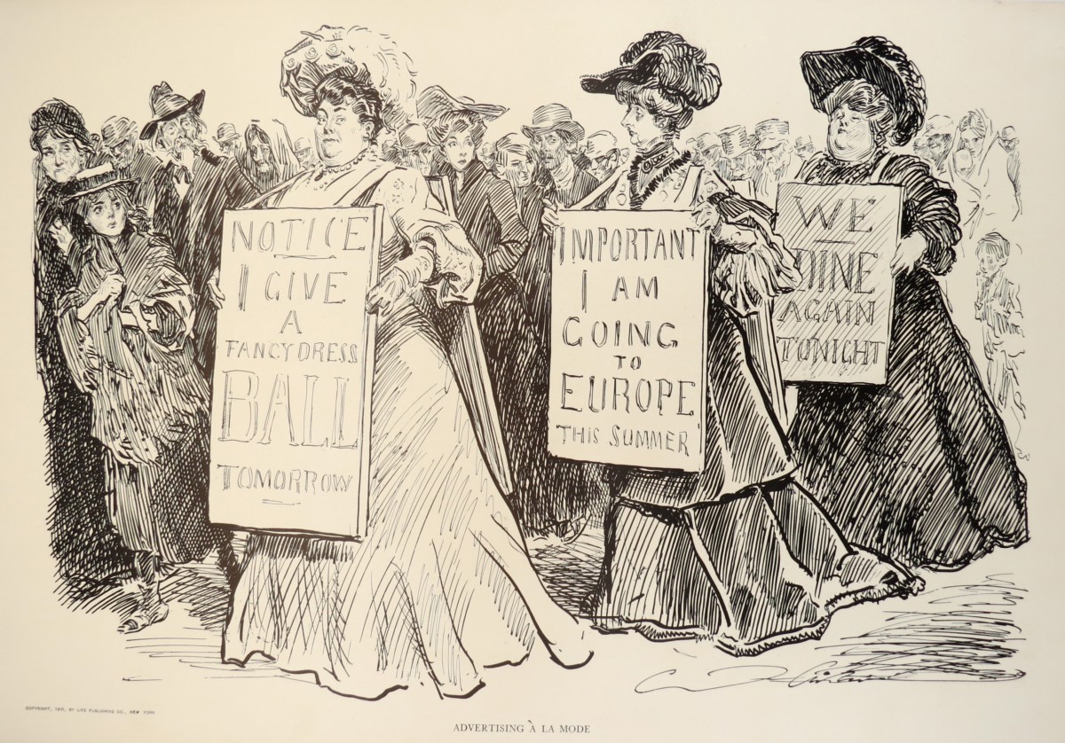 ANTIQUE 1905 WOMEN'S SUFFRAGE LIBERATION SATIRICAL PRINT BY CHARLES DANA GIBSON