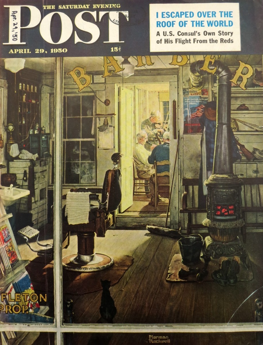ORIGINAL NORMAN ROCKWELL BARBERSHOP MUSICIANS APRIL 29, 1950 SATURDAY EVENING POST MAGAZINE COVER
