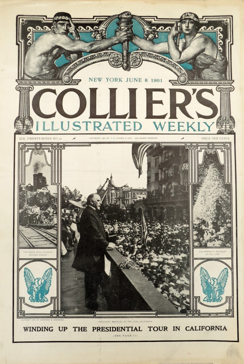 ORIGINAL JUNE 8 1901 MCKINLEY PRESIDENTIAL TOUR COLLIER'S WEEKLY MAGAZINE COVER