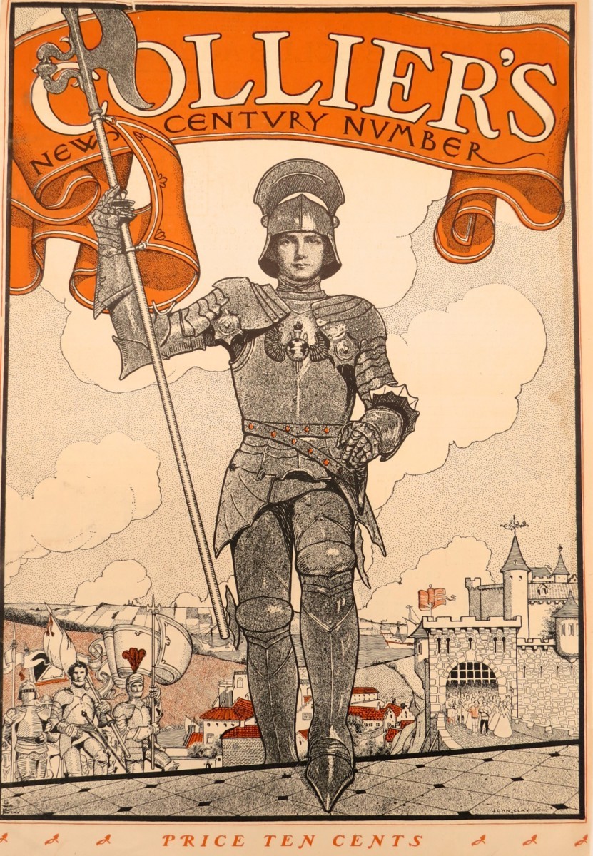 ORIGINAL JANUARY 1900 JOHN CECIL CLAY KNIGHT NEW CENTURY ERA COLLIER'S WEEKLY MAGAZINE COVER