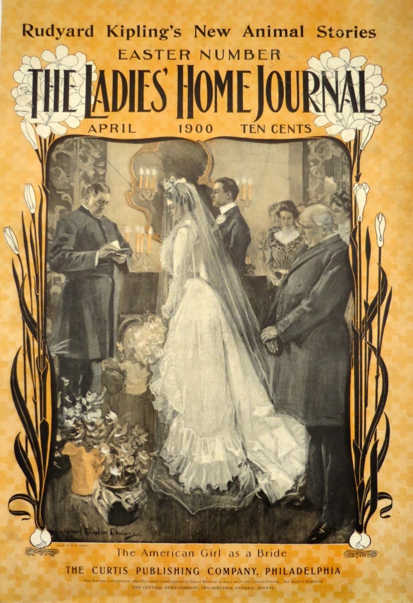 ORIGINAL HOWARD CHANDLER CHRISTY WEDDING BRIDE & GROOM APRIL 1900 LADIES HOME JOURNAL COVER