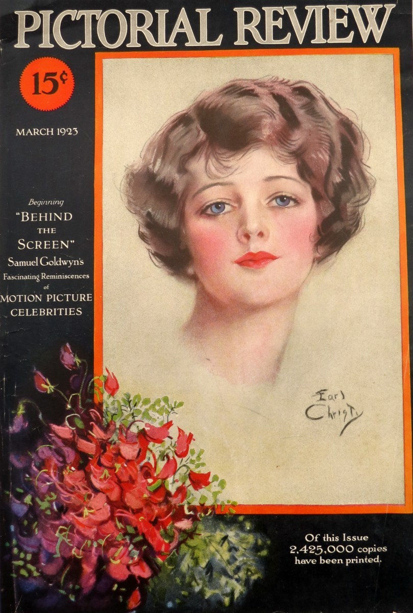 ORIGINAL EARL CHRISTY PRETTY LADY MARCH 1923 PICTORIAL REVIEW MAGAZINE COVER