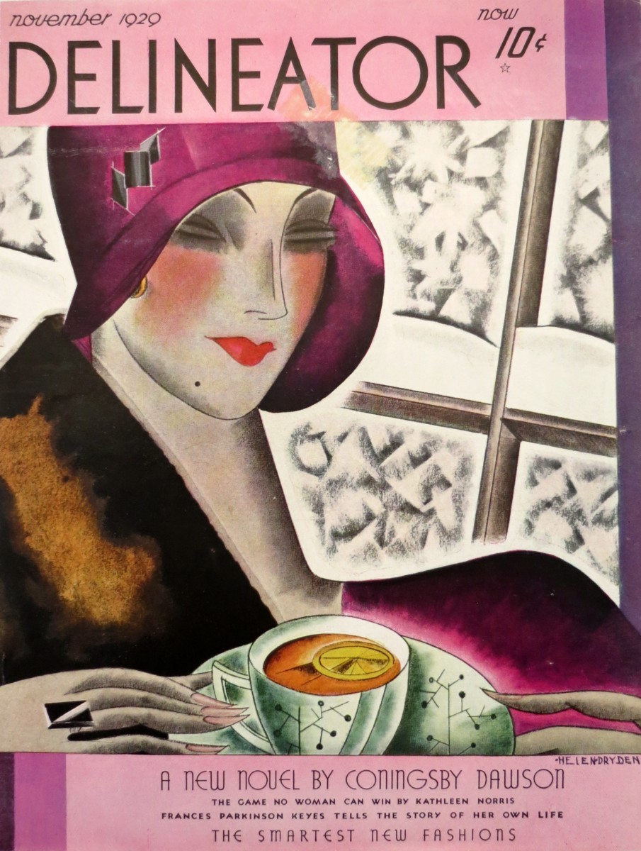 ORIGINAL HELEN DRYDEN ART DECO FASHION NOVEMBER 1923 DELINEATOR MAGAZINE COVER