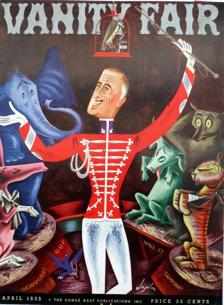 ORIGINAL ROOSEVELT THE RINGLEADER APRIL 1935 VANITY FAIR MAGAZINE COVER BY CONSTANTIN ALAJALOV