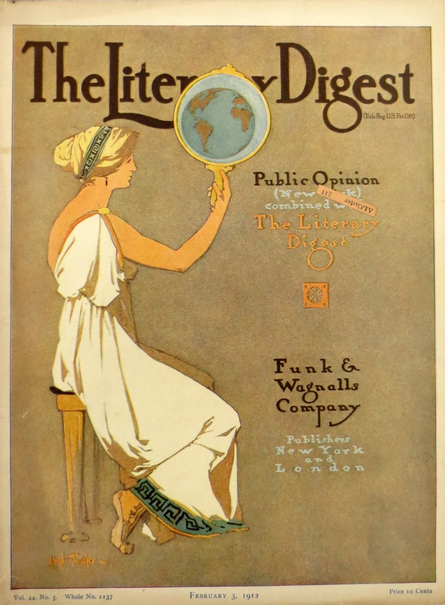 ORIGINAL REFLECTING WORLD TRANSFORMATION FEBRUARY 3, 1912 LITERARY DIGEST MAGAZINE COVER BY ADOLPH TREIDLER
