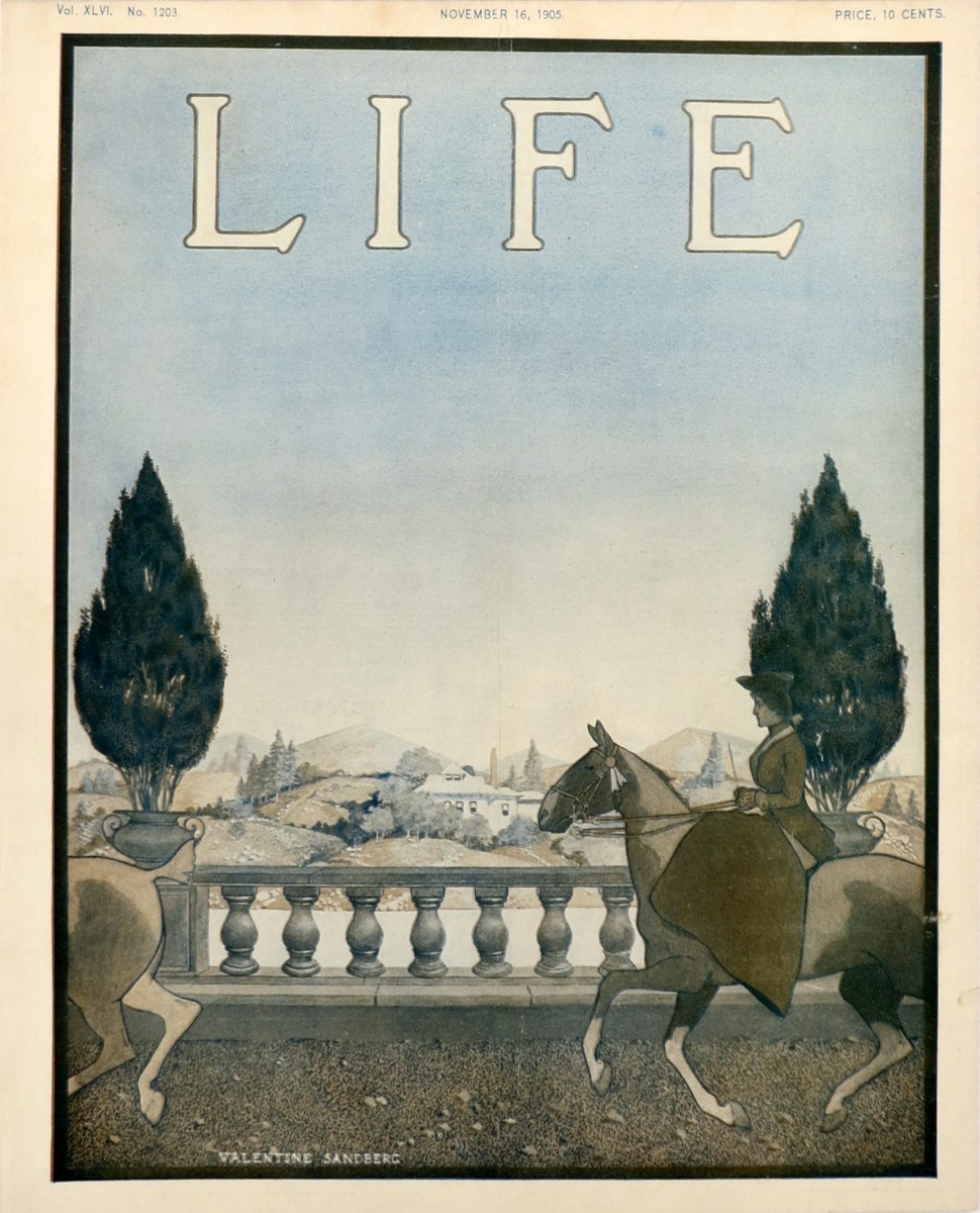 ORIGINAL EQUESTRIAN VALENTINE SANDBERG NOVEMBER 16, 1905 LIFE MAGAZINE COVER