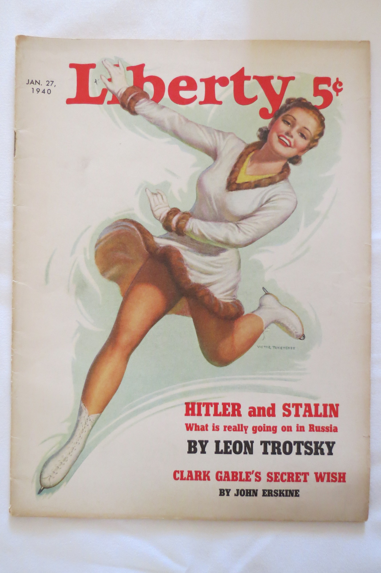 Image for LIBERTY MAGAZINE JANUARY 27, 1940 (ICE SKATER COVER BY VICTOR TCHETCHET; HITLER AND STALIN; CLARK GABLE'S SECRET WISH)
