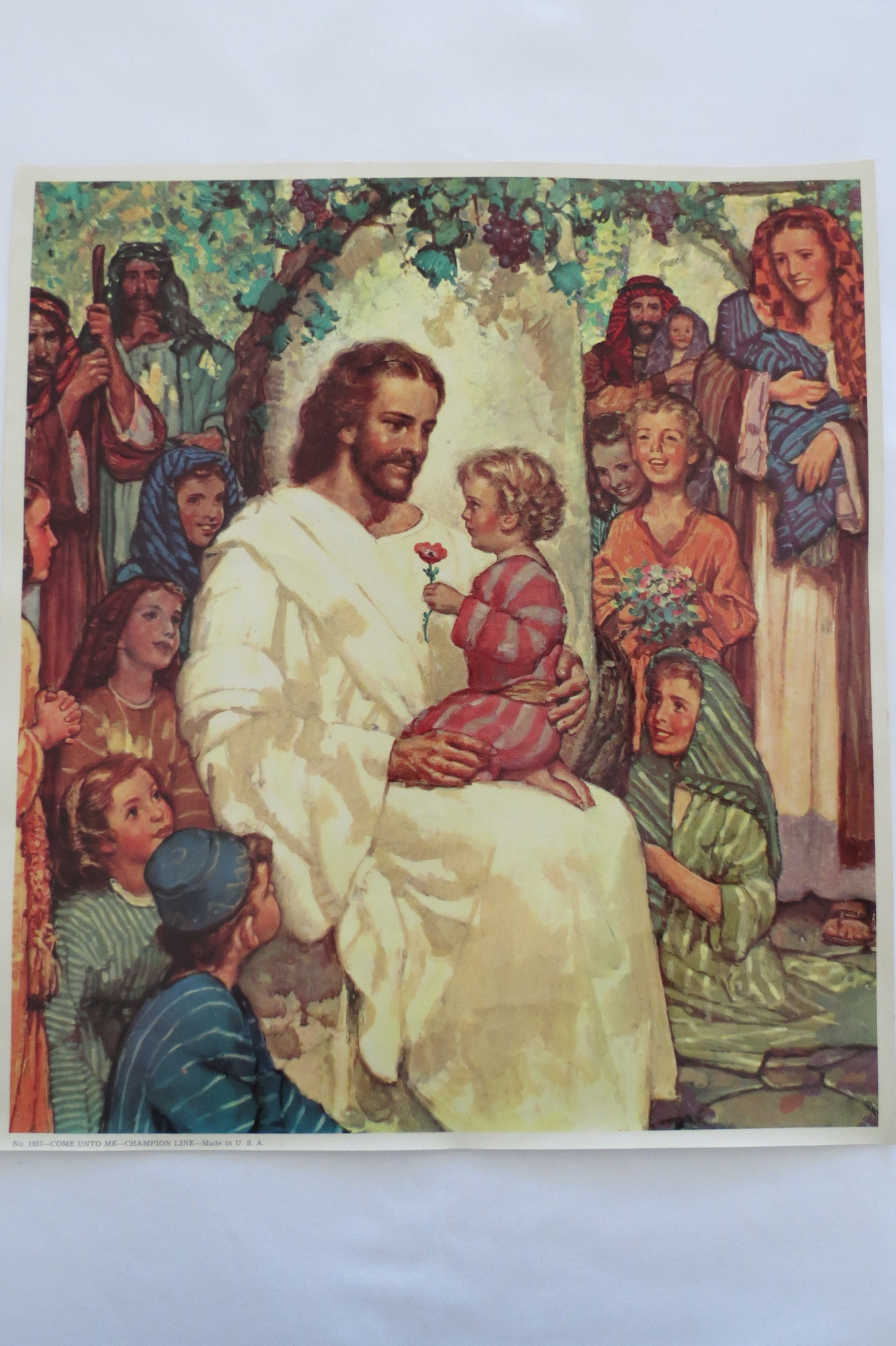 COME UNTO ME - JESUS CHRIST VINTAGE LITHOGRAPH PRINT