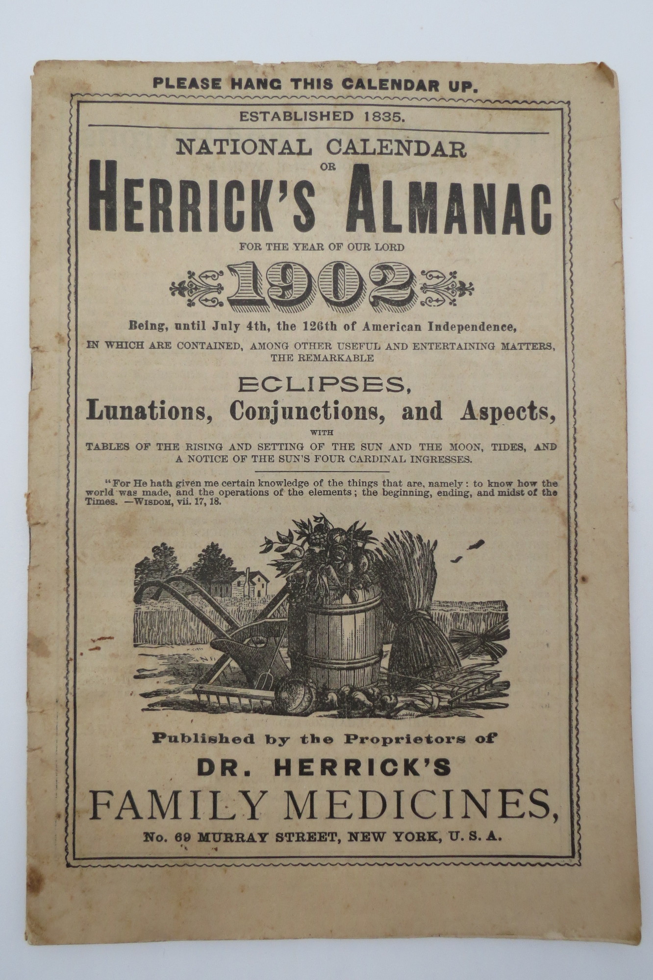 Image for NATIONAL CALENDAR OR HERRICK'S ALMANAC FOR THE YEAR OF OUR LORD 1902