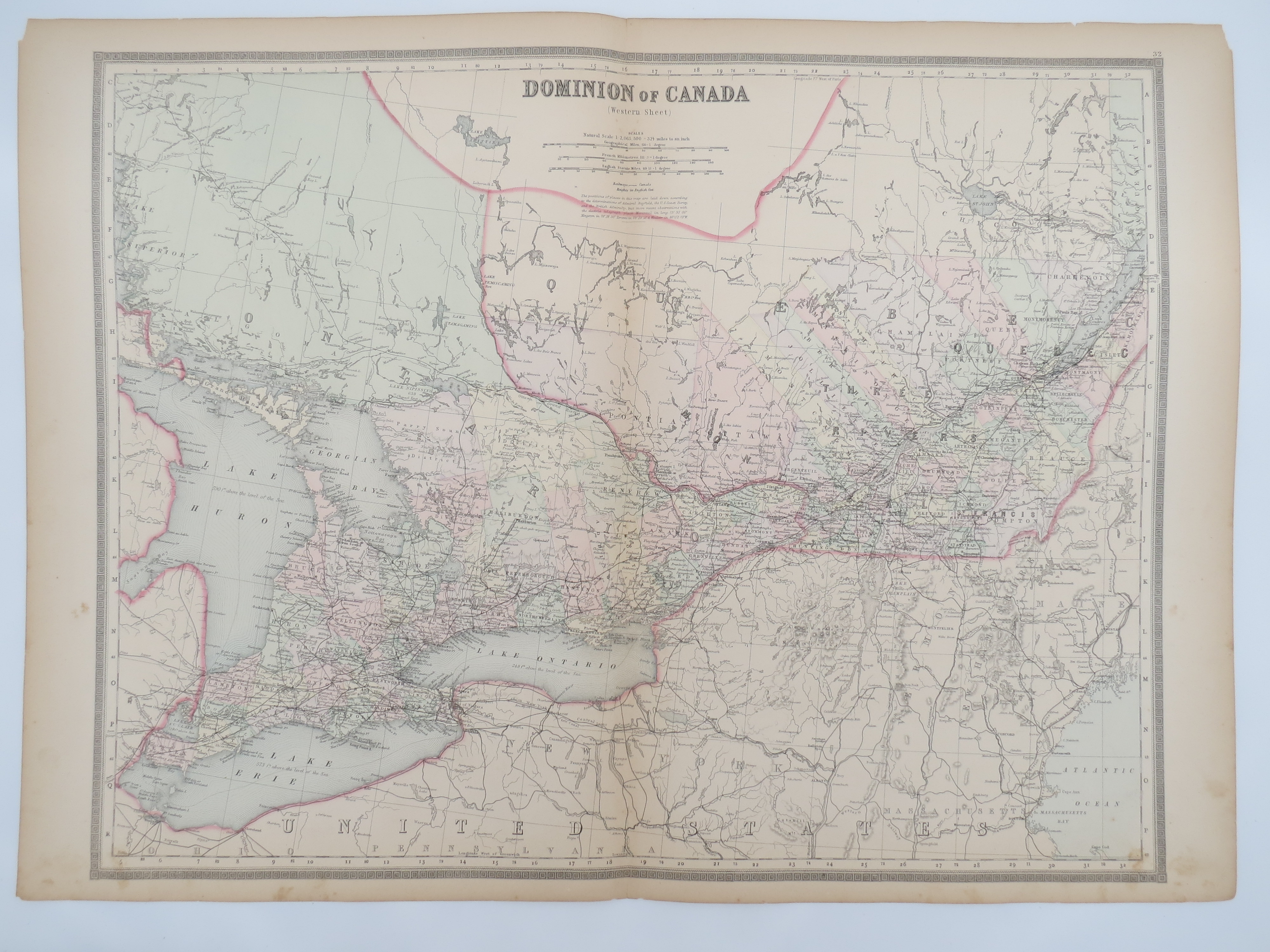 Image for ORIGINAL 1888 HAND COLORED BRADLEY MAP OF DOMINION OF WESTERN CANADA 19" X 25"