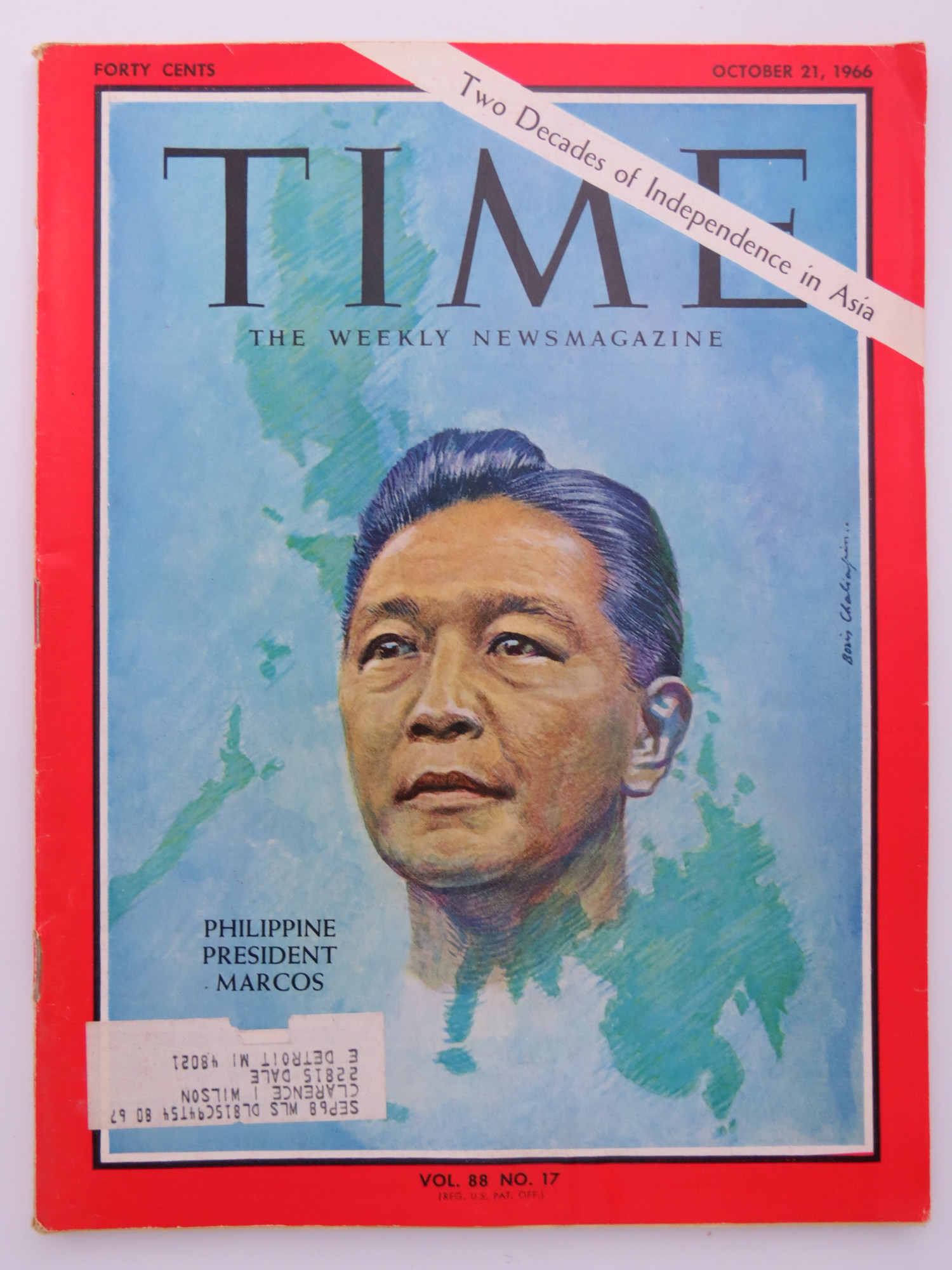 TIME MAGAZINE OCTOBER 21, 1966 ( PHILIPPINE PRESIDENT MARCOS)