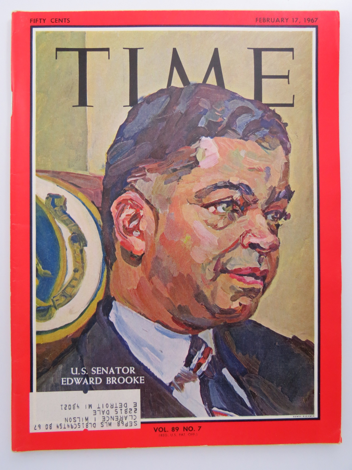 TIME MAGAZINE FEBRUARY 17, 1967 (SENATOR EDWARD BROOKE)