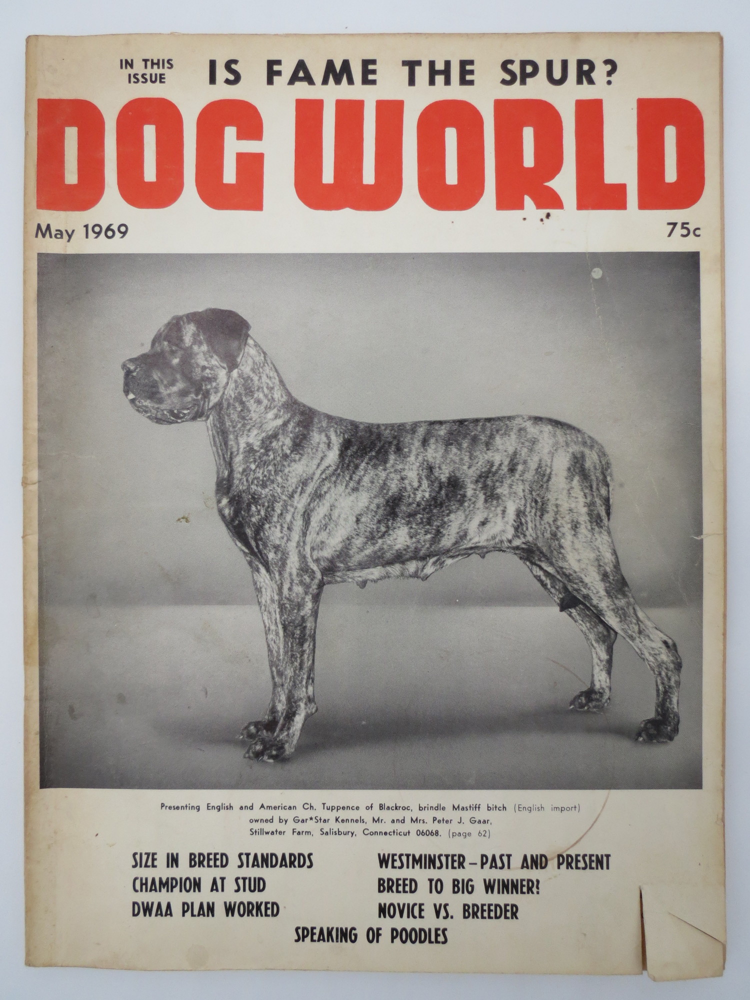 Image for DOG WORLD MAGAZINE, MAY 1969 (TUPPENCE OF BLACKROC, BRINDLE MASTIFF)
