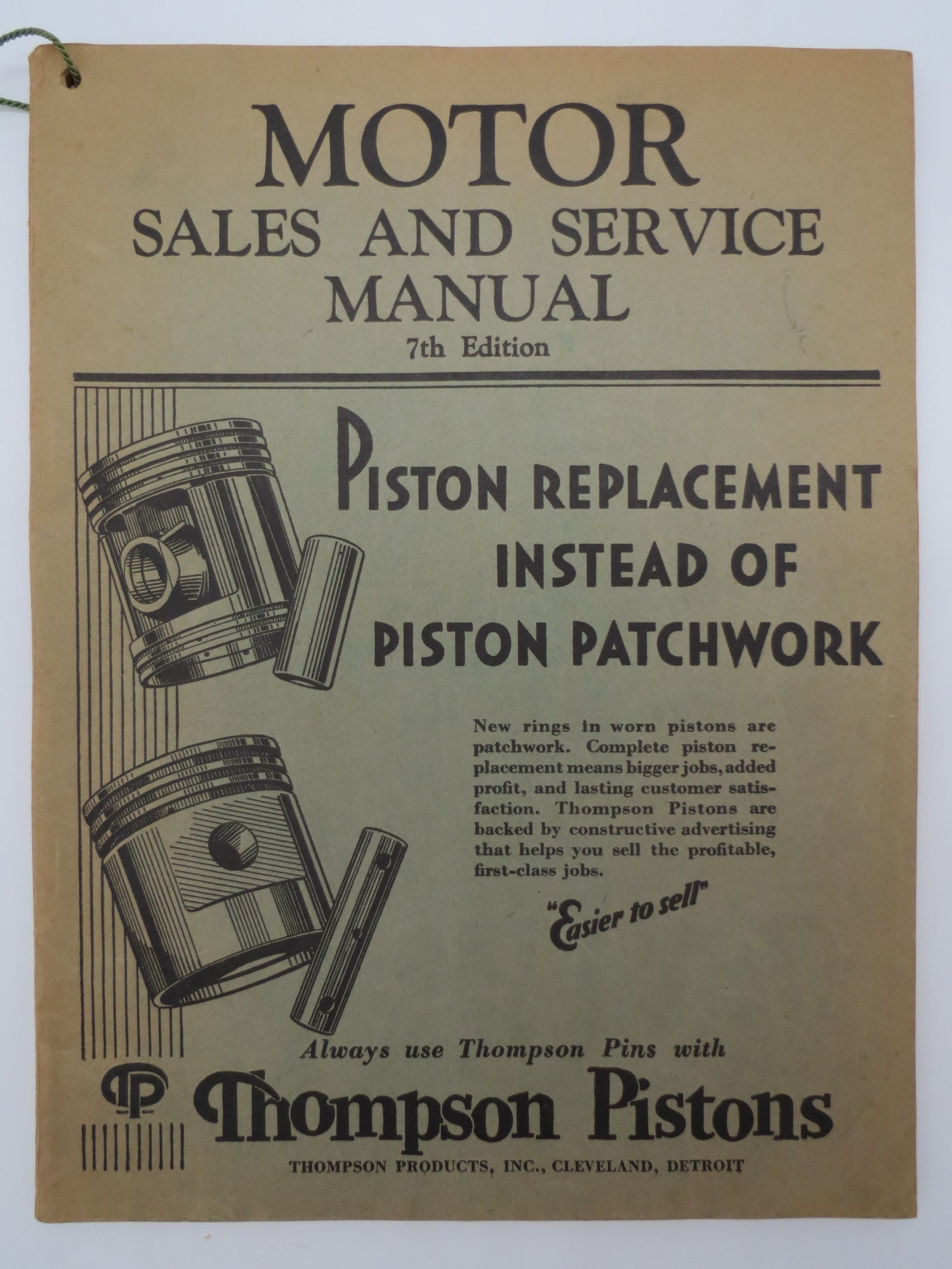 Image for MOTOR SALES AND SERVICE MANUAL, 1929-1930, 7TH EDITION