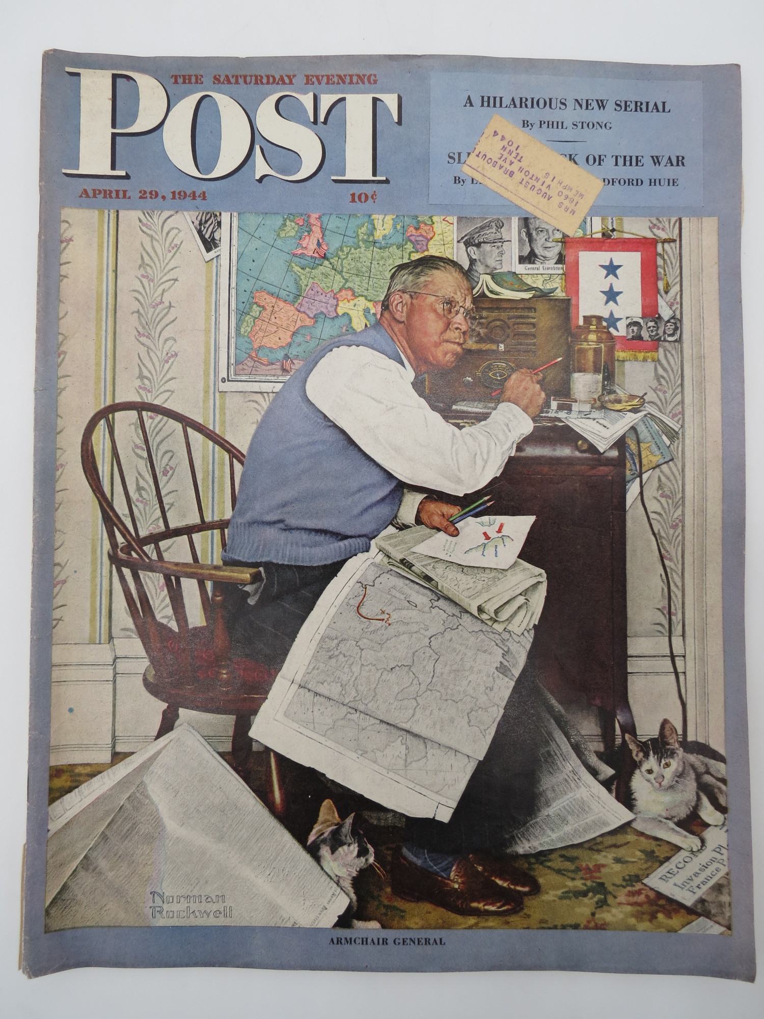 The Saturday Evening Post Magazine April 29 1944 Norman Rockwell Armchair General Cover 2161