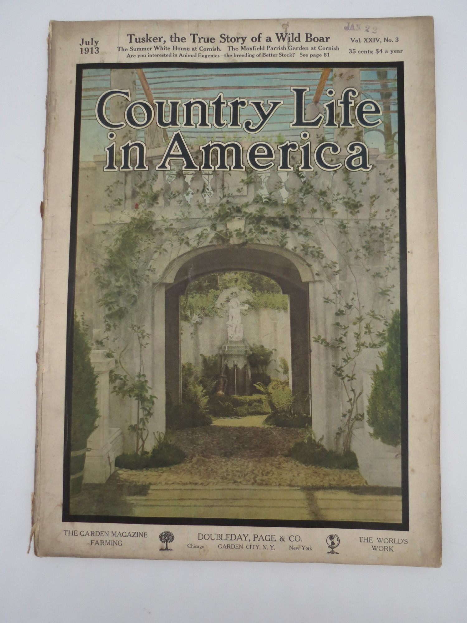 Image for COUNTRY LIFE IN AMERICA MAGAZINE, FEBRUARY 1913 (TUSKER, TRUE STORY OF WILD BOAR; MAXFIELD PARRISH GARDEN)