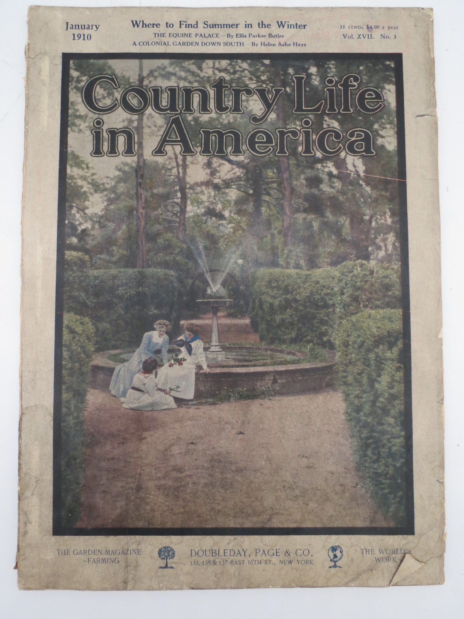 Image for COUNTRY LIFE IN AMERICA MAGAZINE, JANUARY 1910 (EQUINE PALACE; COLONIAL GARDEN DOWN SOUTH)