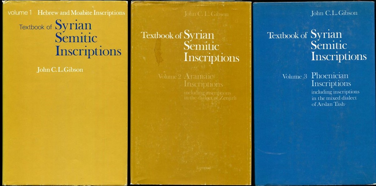 Textbook of Syrian Semitic Inscriptions, 3 Vol Set. Vol 1: Hebrew & Moabite Inscriptions; 2: Aramaic Inscriptions inc. inscriptions in the dialect of Zenjirli; 3:Phoenician Inscriptions incl. inscriptions in the mixed dialect of Arslan Tash