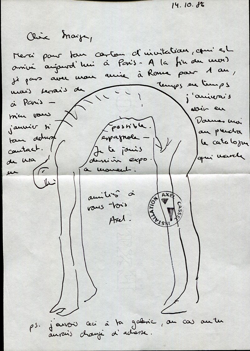 Axel Cassel. Sculptures. 25 Septembre - 25 Octobre 1986 With Signed Letter with Sketch by Cassel