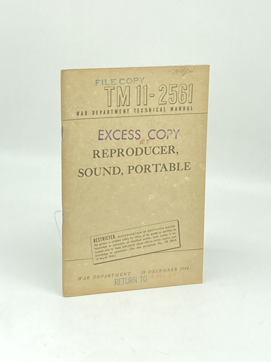 Reproducer, Sound, Portable (1944) ; TM 11-2561; War Department