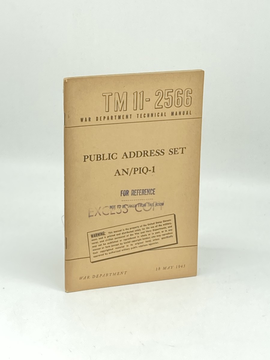 Public Address Set; AN/PIQ-1; TM 11-2566 War Department (1945)