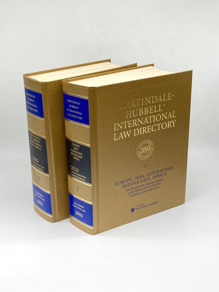 Martindale-Hubbell International Law Directory; Volumes 1 and 2; 2003 Edition