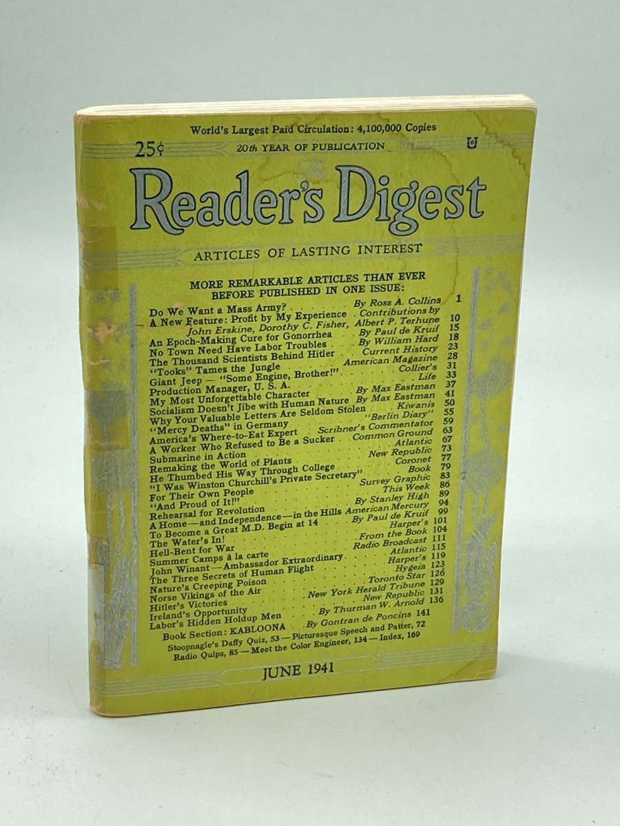 Reader's Digest June 1941 More Remarkable Articles Than Ever Published in One Issue