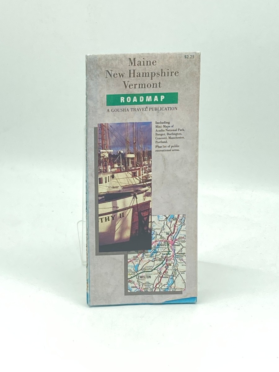 Maine, New Hampshire, Vermont, Roadmap Including Mini-Maps of Acadia National Park, Bangor, Burlington . Plus List of Public Recreational Areas