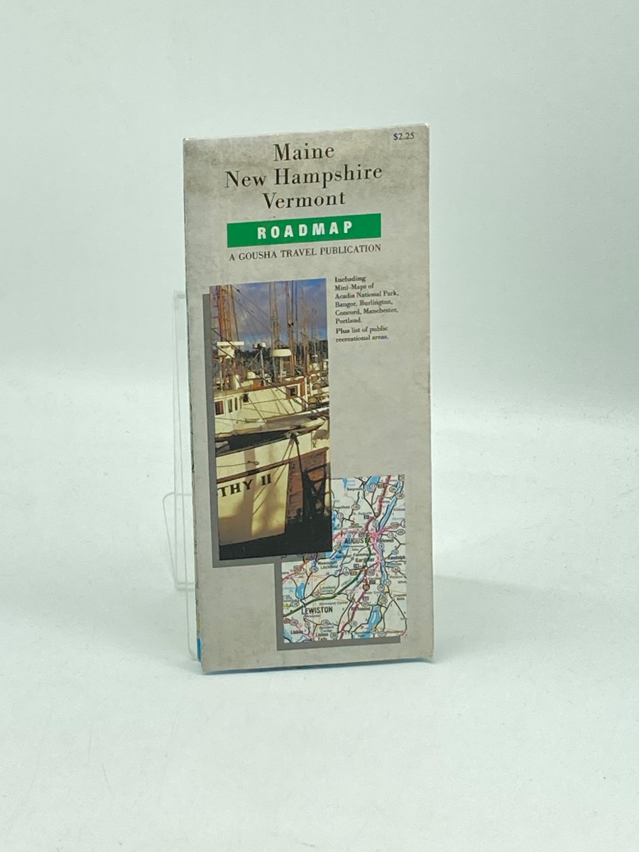 Maine, New Hampshire, Vermont, Roadmap Including Mini-Maps of Acadia National Park, Bangor, Burlington . Plus List of Public Recreational Areas