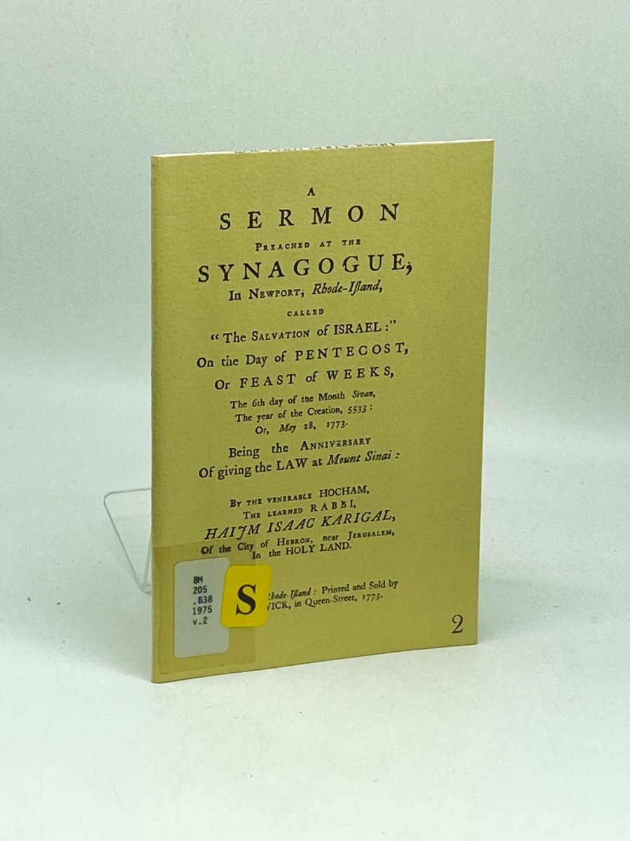 A Sermon Preached At the Synagogue, in Newport, Rhode-Island, Called 