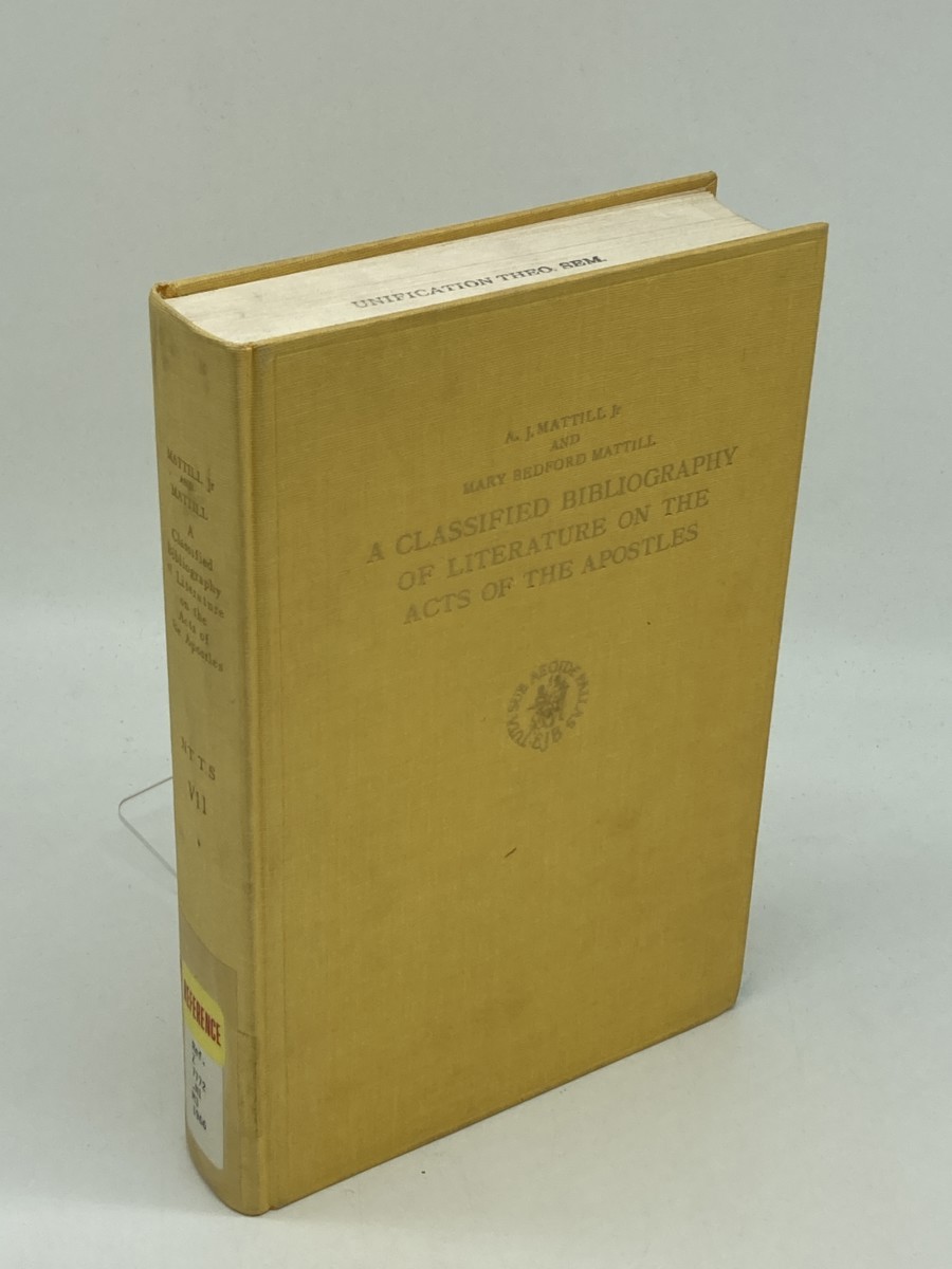 A Classified Bibliography of Literature on the Acts of the Apostles; Volume 7 of New Testament Tools and Studies